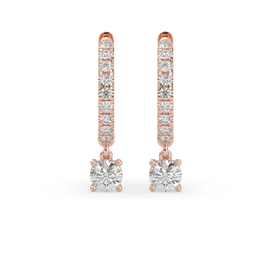 OctaPearl Round Cut Lab Grown Diamond Hoop Drop Earrings