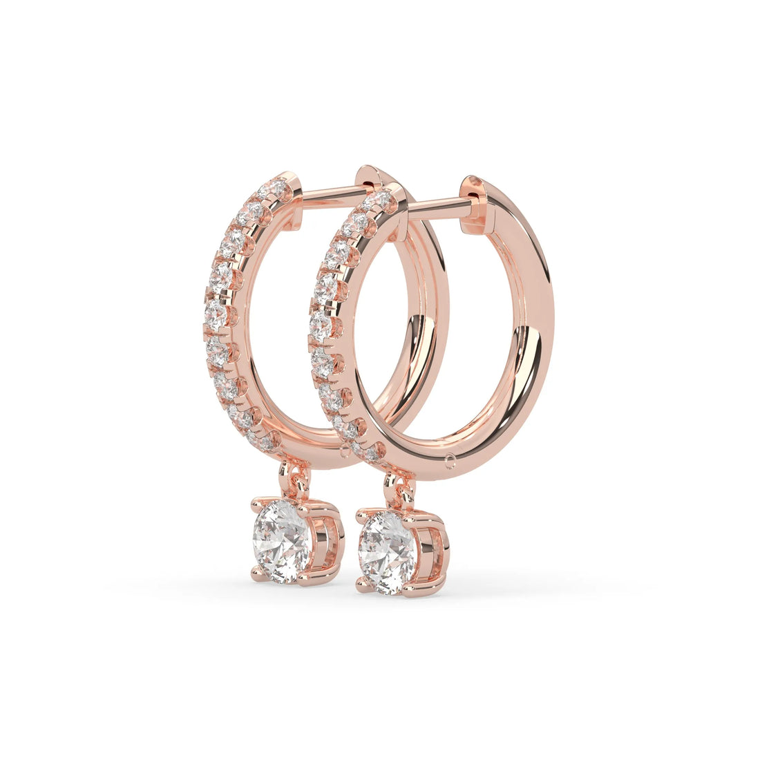 OctaPearl Round Cut Lab Grown Diamond Hoop Drop Earrings