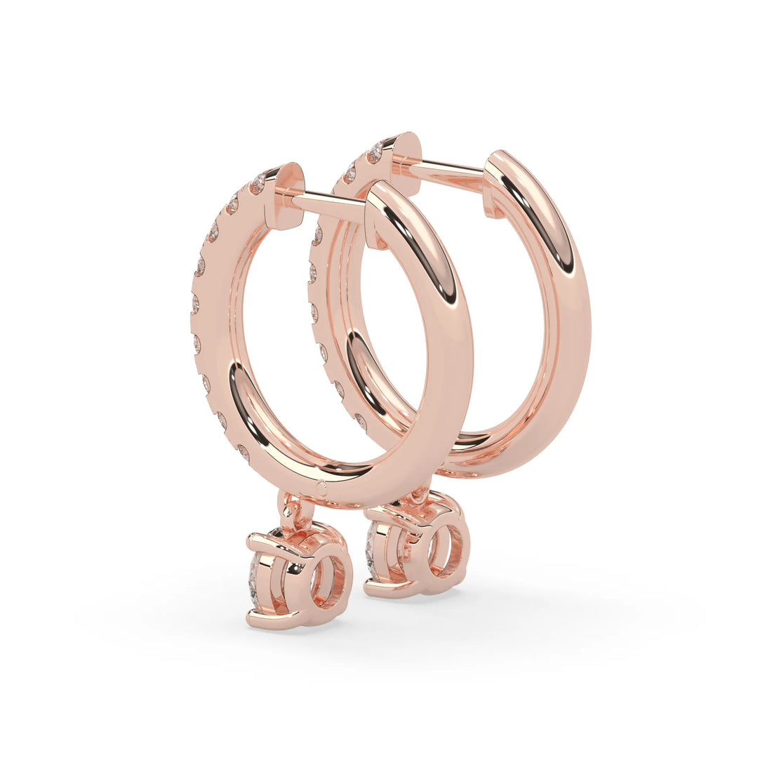 OctaPearl Round Cut Lab Grown Diamond Hoop Drop Earrings