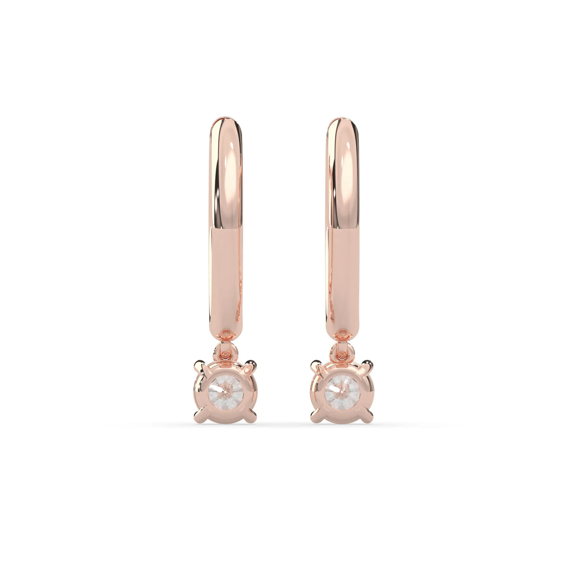 OctaPearl Round Cut Lab Grown Diamond Hoop Drop Earrings