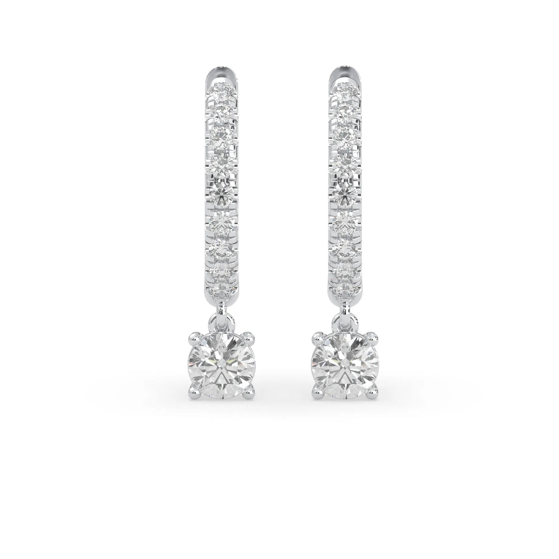 OctaPearl Round Cut Lab Grown Diamond Hoop Drop Earrings