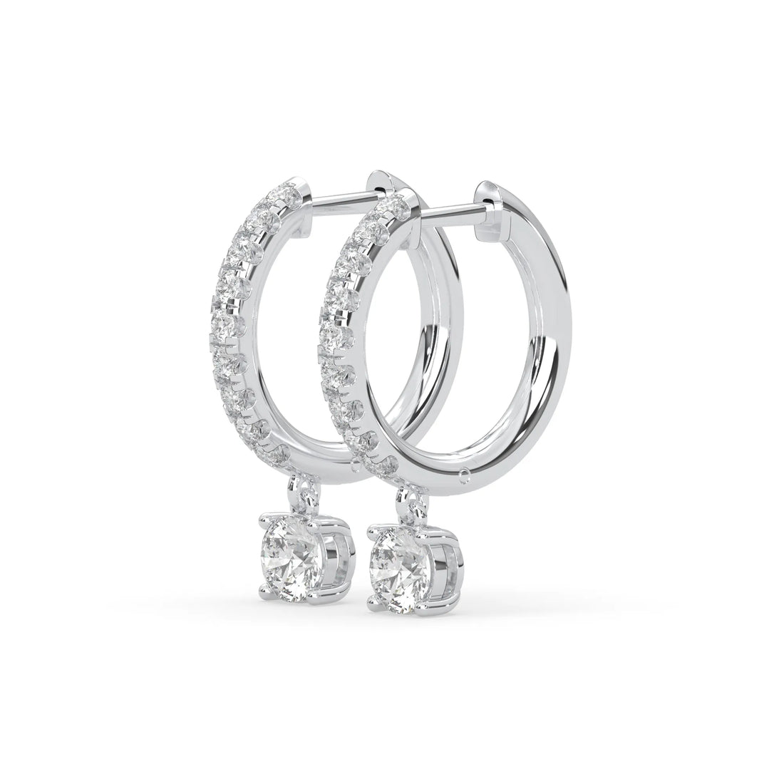 OctaPearl Round Cut Lab Grown Diamond Hoop Drop Earrings