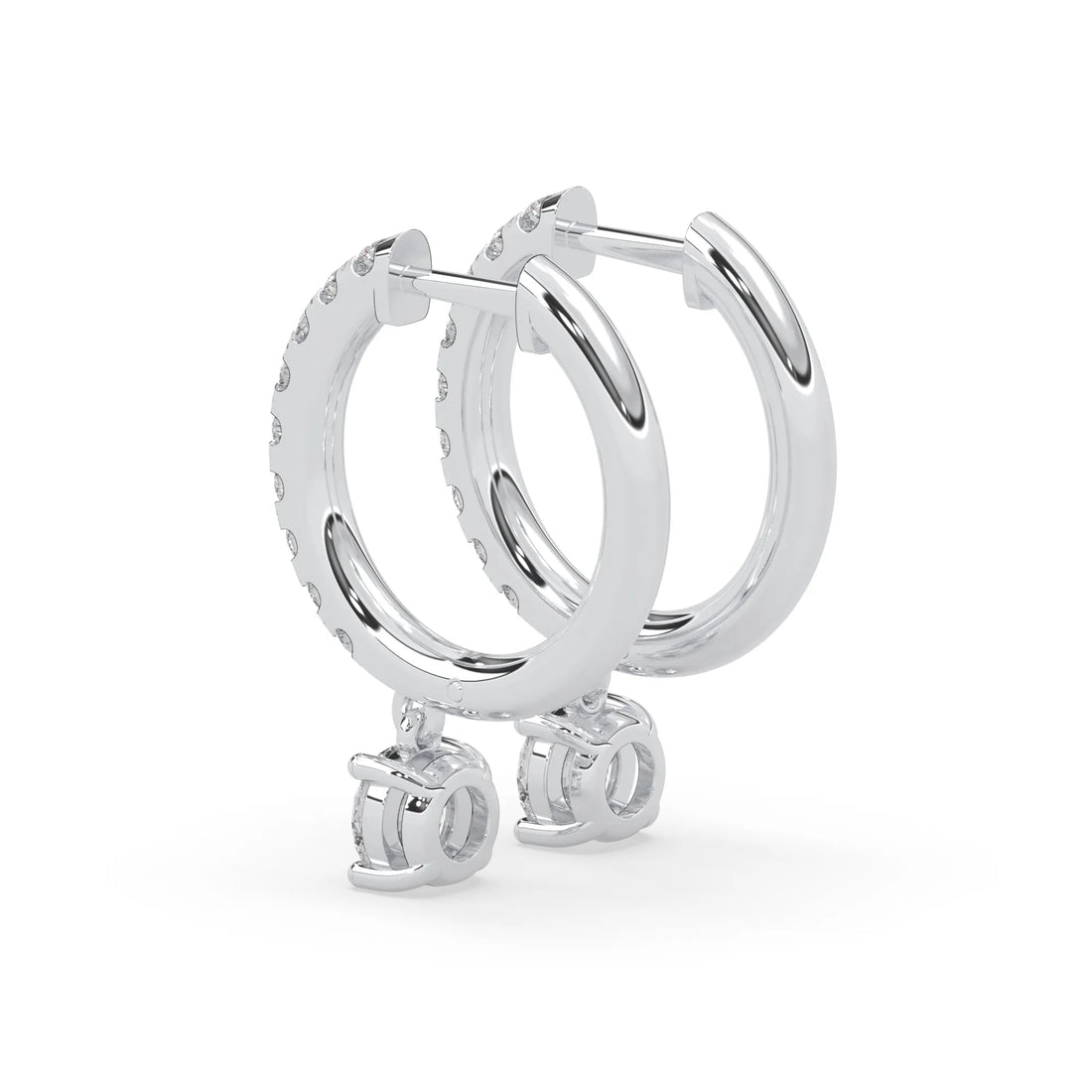 OctaPearl Round Cut Lab Grown Diamond Hoop Drop Earrings