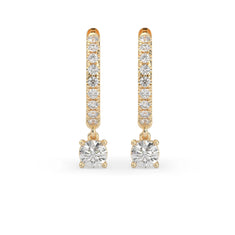 OctaPearl Round Cut Lab Grown Diamond Hoop Drop Earrings - alternate view