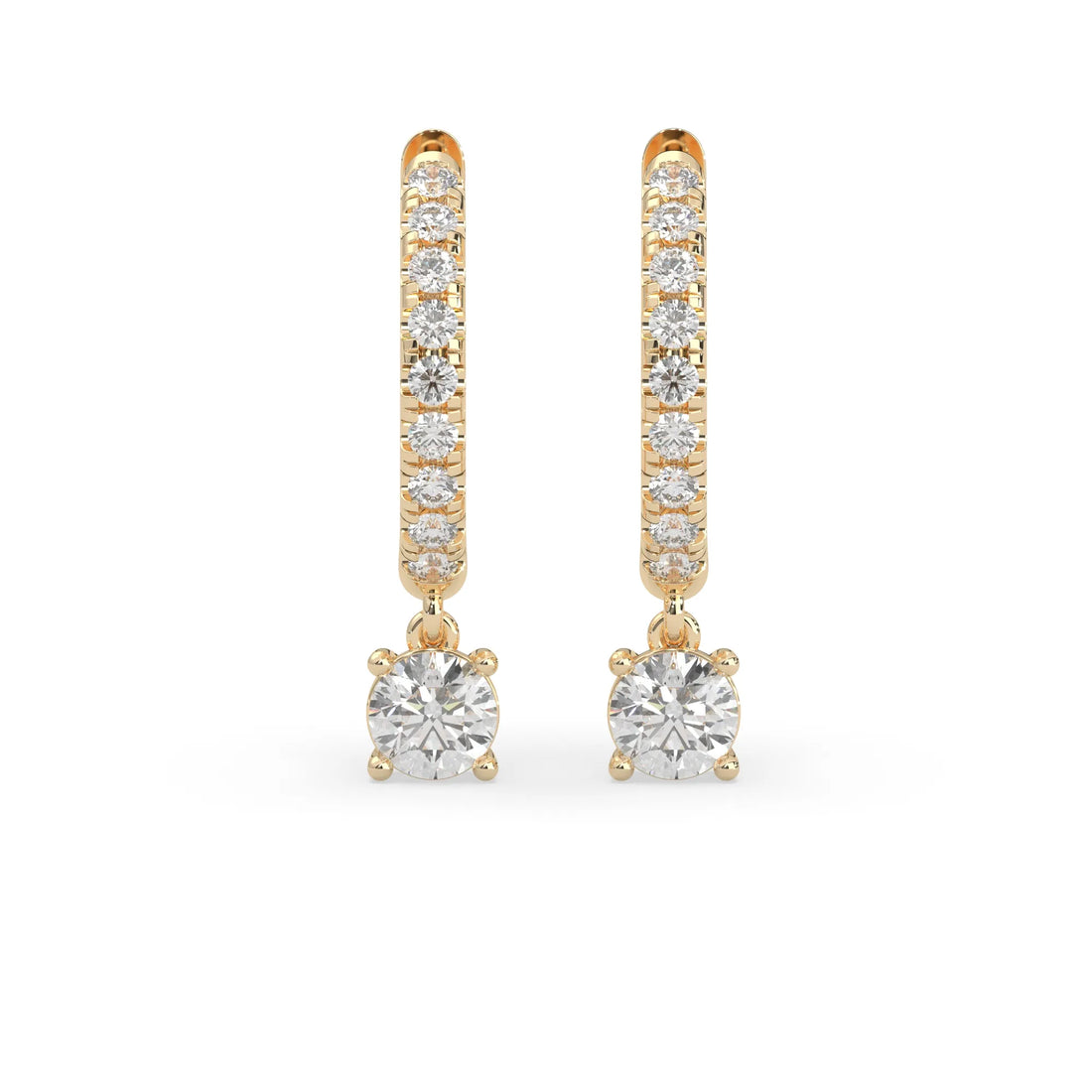 OctaPearl Round Cut Lab Grown Diamond Hoop Drop Earrings