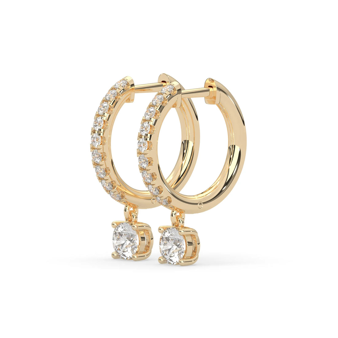 OctaPearl Round Cut Lab Grown Diamond Hoop Drop Earrings