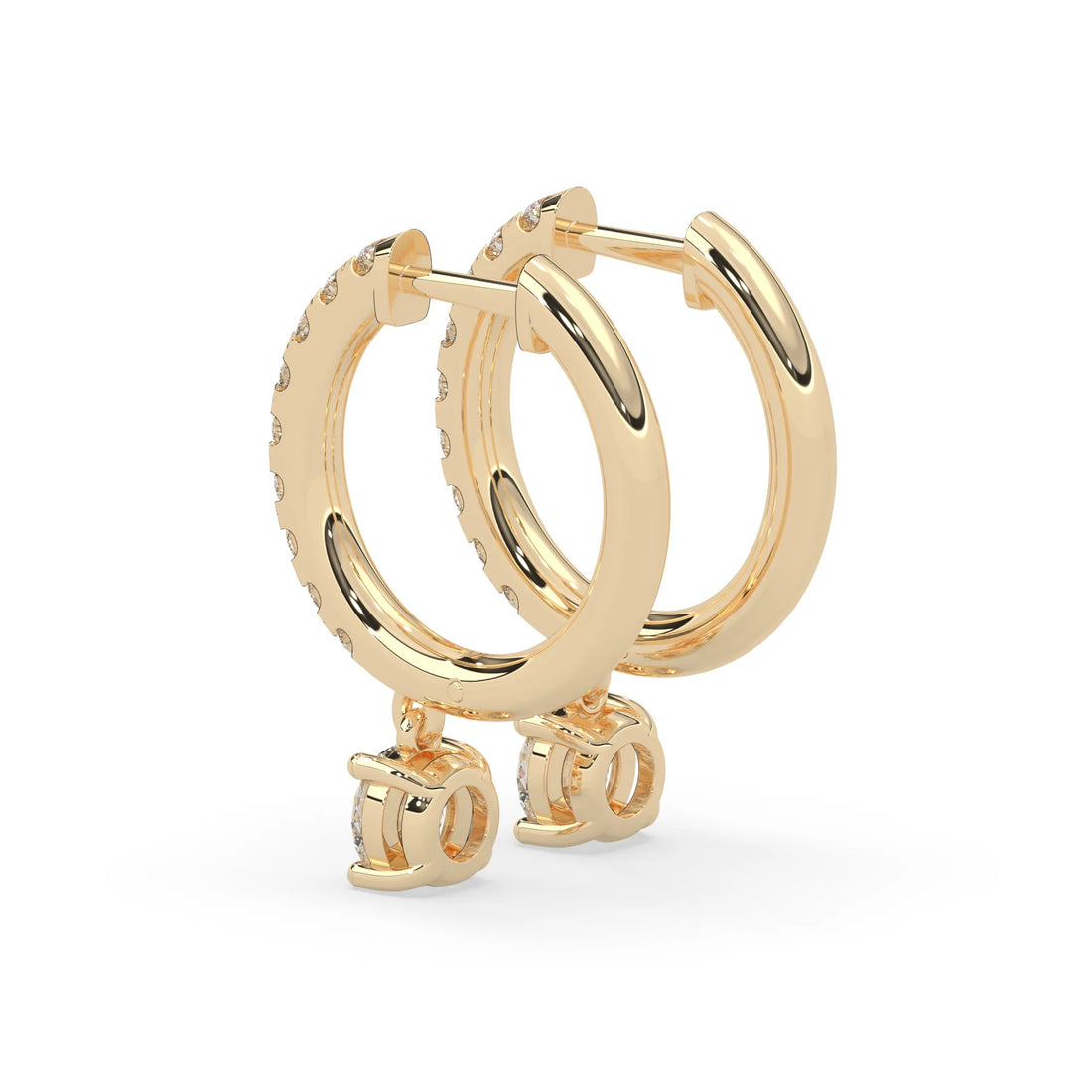 OctaPearl Round Cut Lab Grown Diamond Hoop Drop Earrings