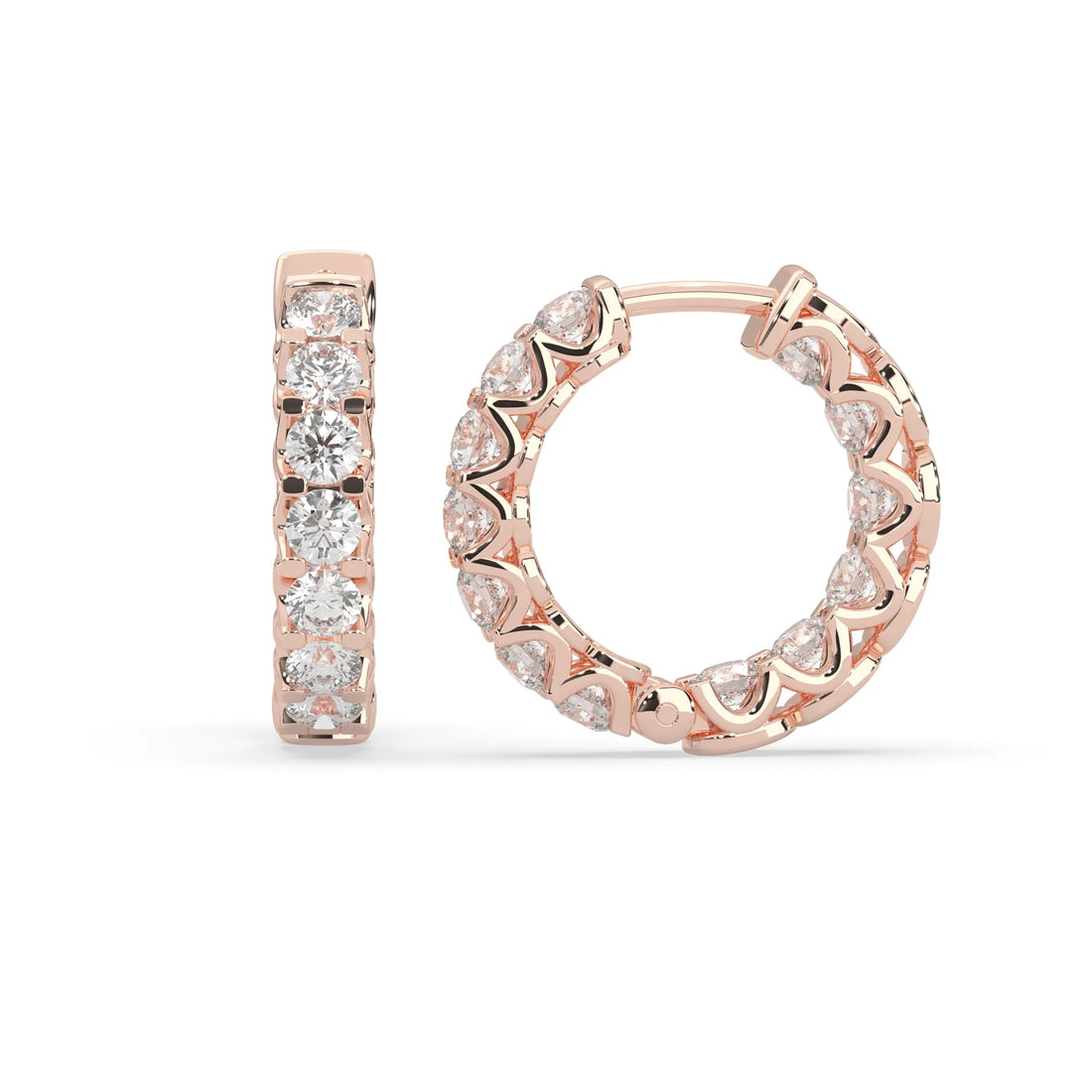 OctaPearl Round Cut Lab Grown Diamond Hoop Earrings