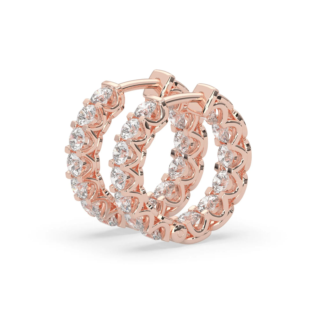 OctaPearl Round Cut Lab Grown Diamond Hoop Earrings
