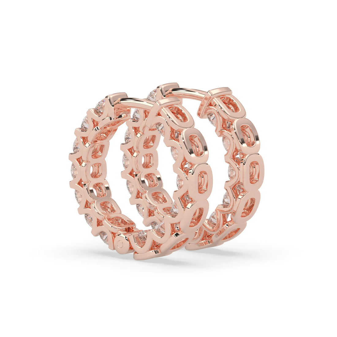 OctaPearl Round Cut Lab Grown Diamond Hoop Earrings