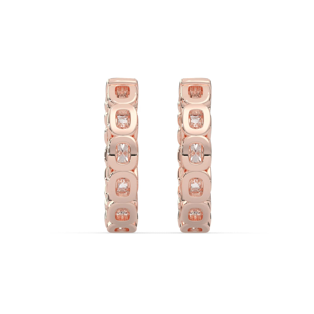 OctaPearl Round Cut Lab Grown Diamond Hoop Earrings