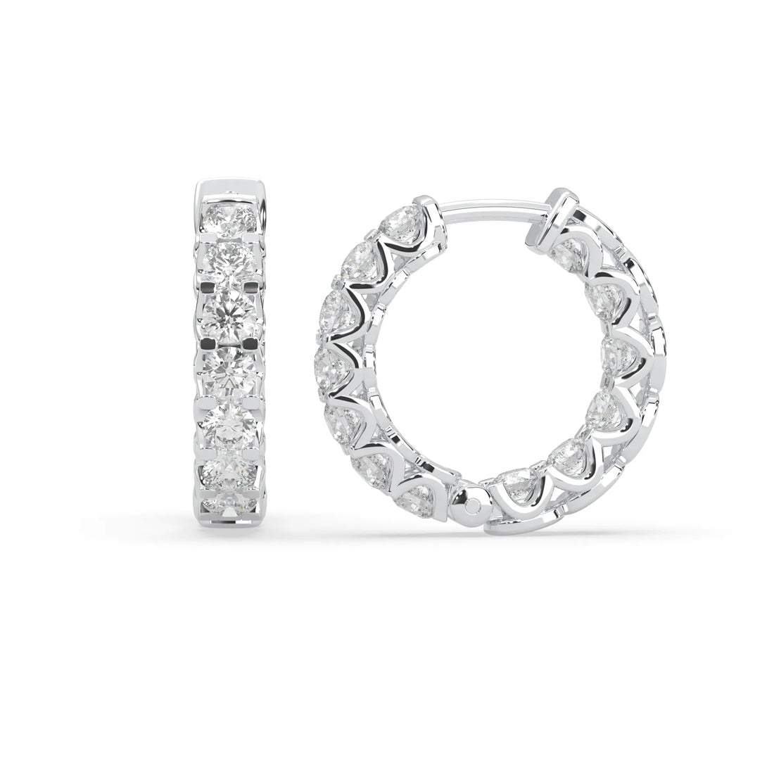 OctaPearl Round Cut Lab Grown Diamond Hoop Earrings