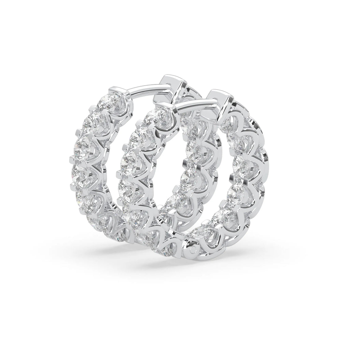 OctaPearl Round Cut Lab Grown Diamond Hoop Earrings