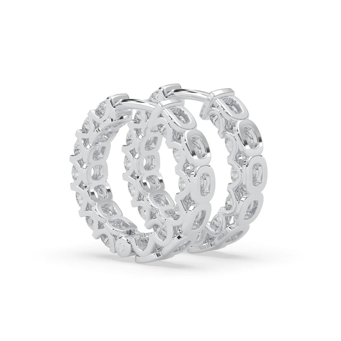 OctaPearl Round Cut Lab Grown Diamond Hoop Earrings