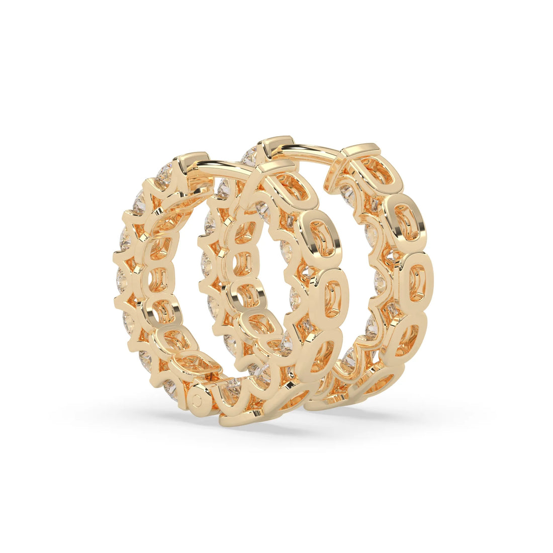 OctaPearl Round Cut Lab Grown Diamond Hoop Earrings