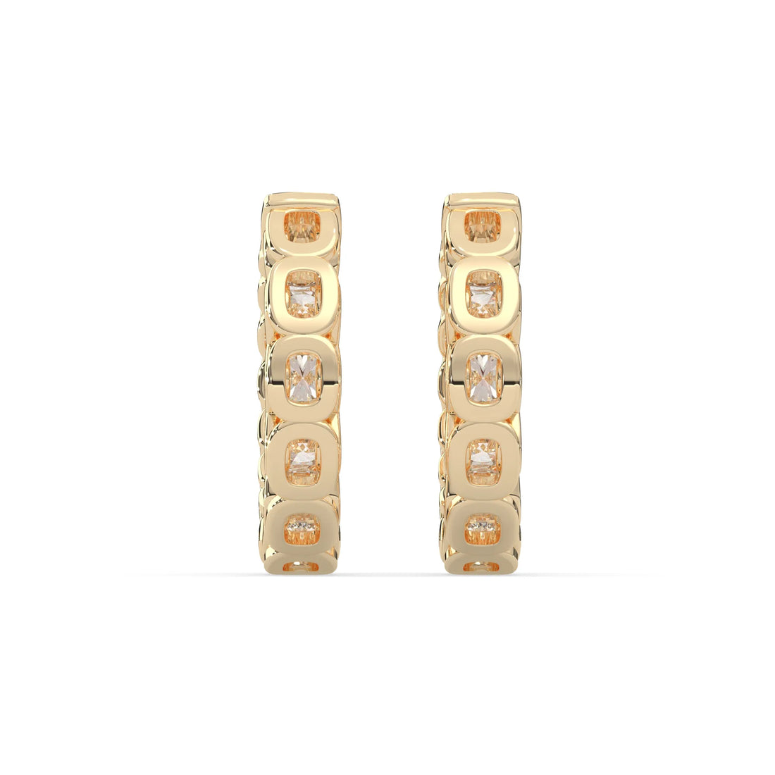 OctaPearl Round Cut Lab Grown Diamond Hoop Earrings