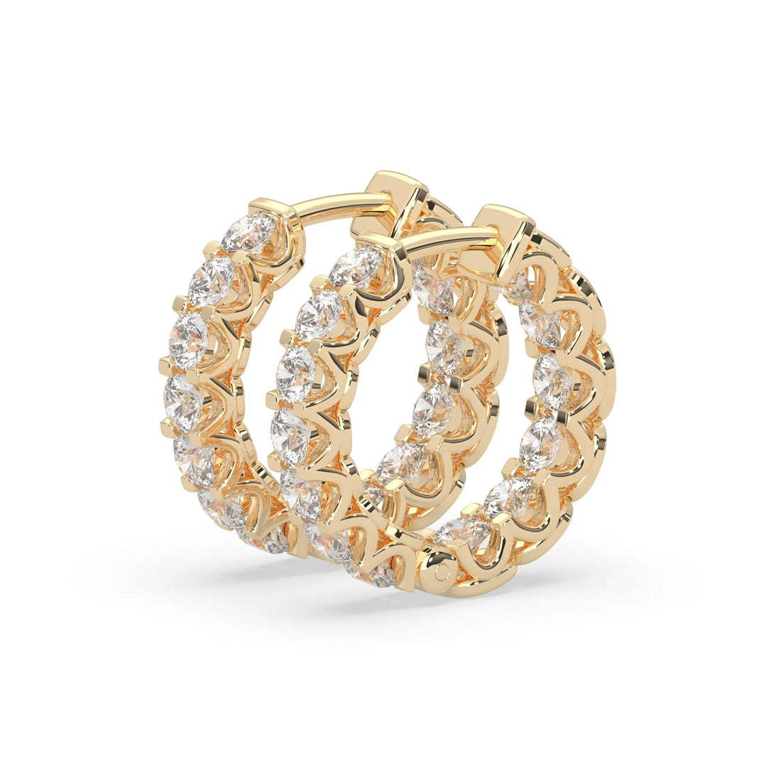 OctaPearl Round Cut Lab Grown Diamond Hoop Earrings