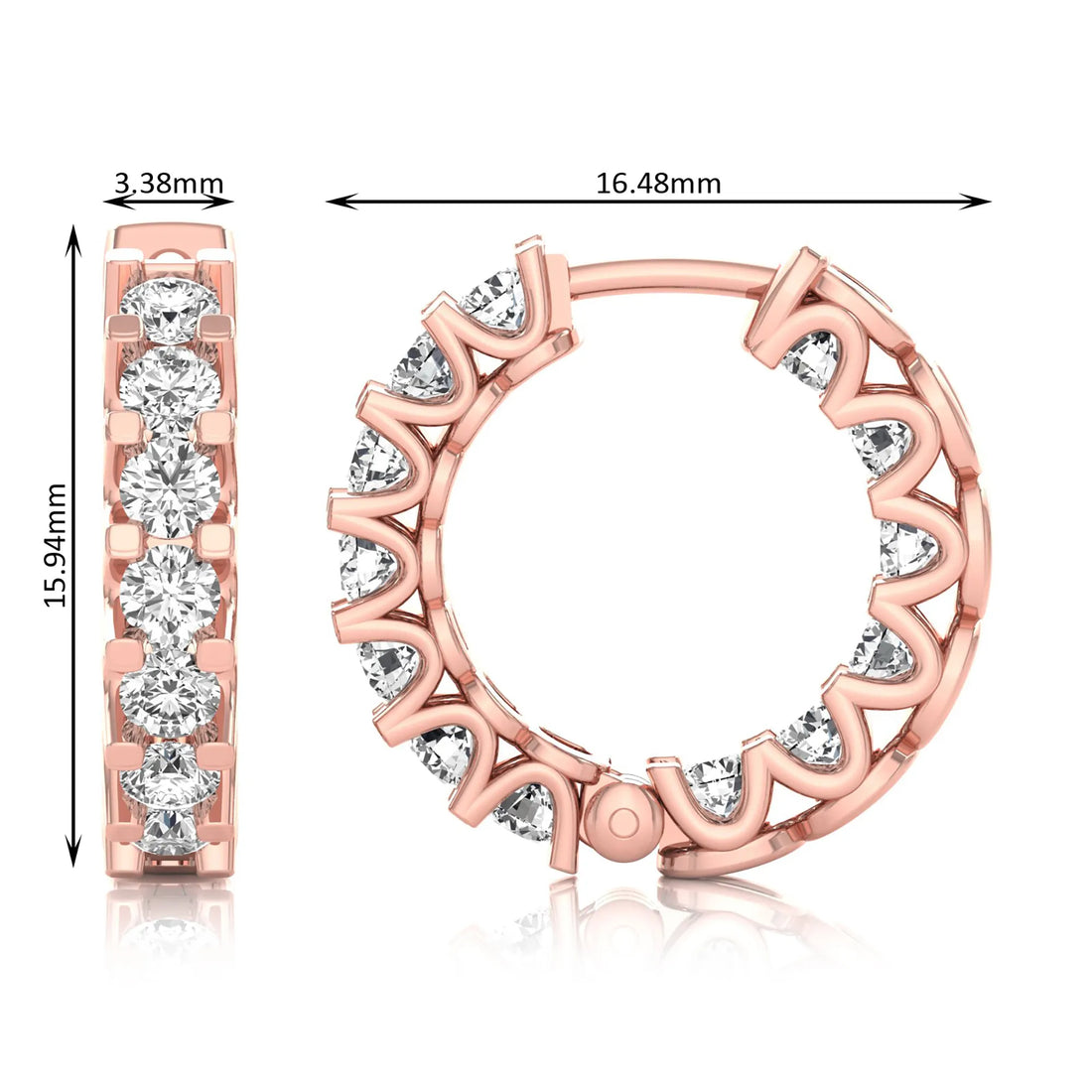 OctaPearl Round Cut Lab Grown Diamond Hoop Earrings