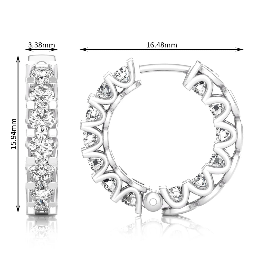 OctaPearl Round Cut Lab Grown Diamond Hoop Earrings