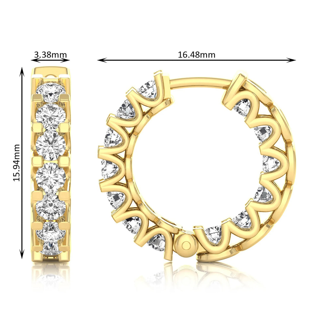 OctaPearl Round Cut Lab Grown Diamond Hoop Earrings