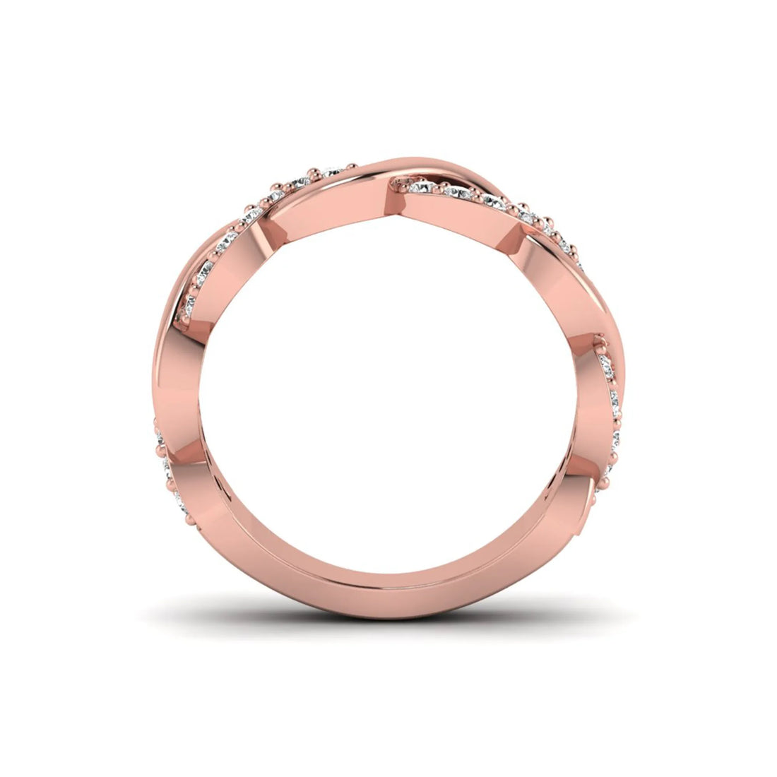 OctaPearl Round Twisted Half Eternity Lab Grown Diamond Pave Wedding Band