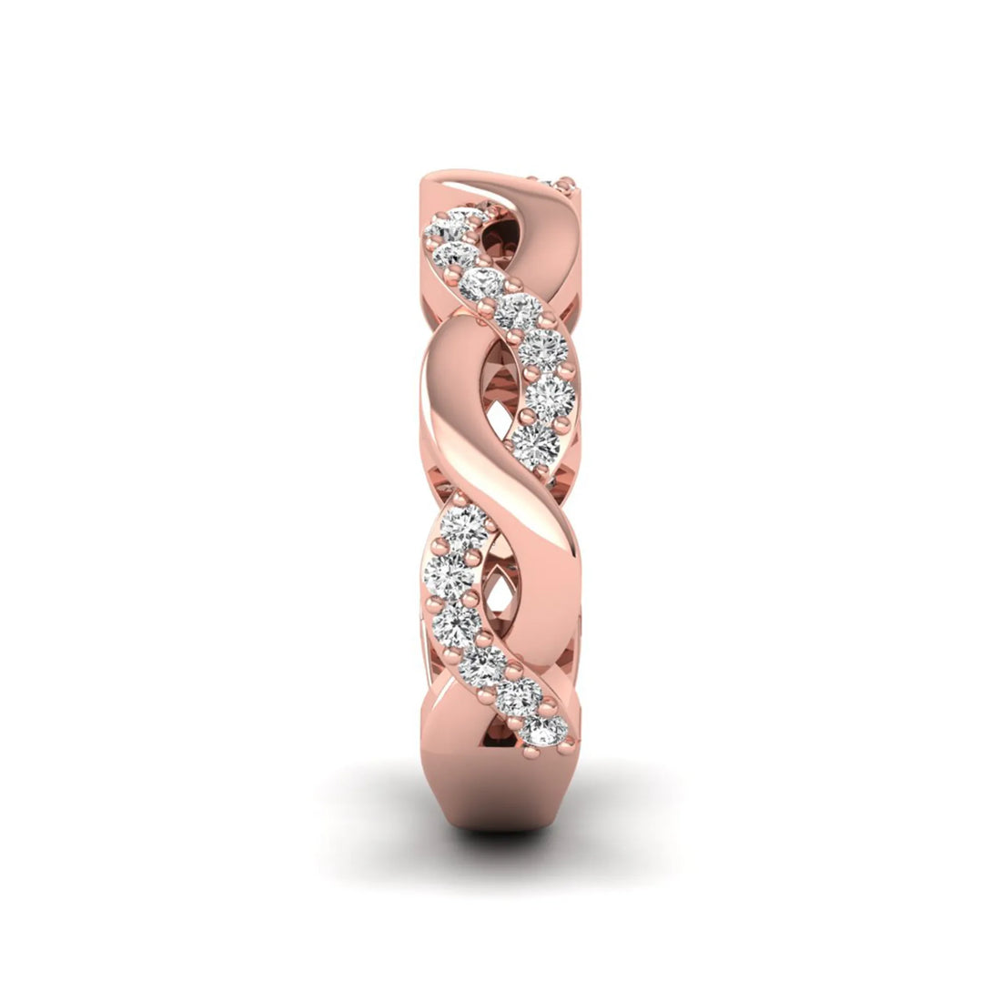 OctaPearl Round Twisted Half Eternity Lab Grown Diamond Pave Wedding Band