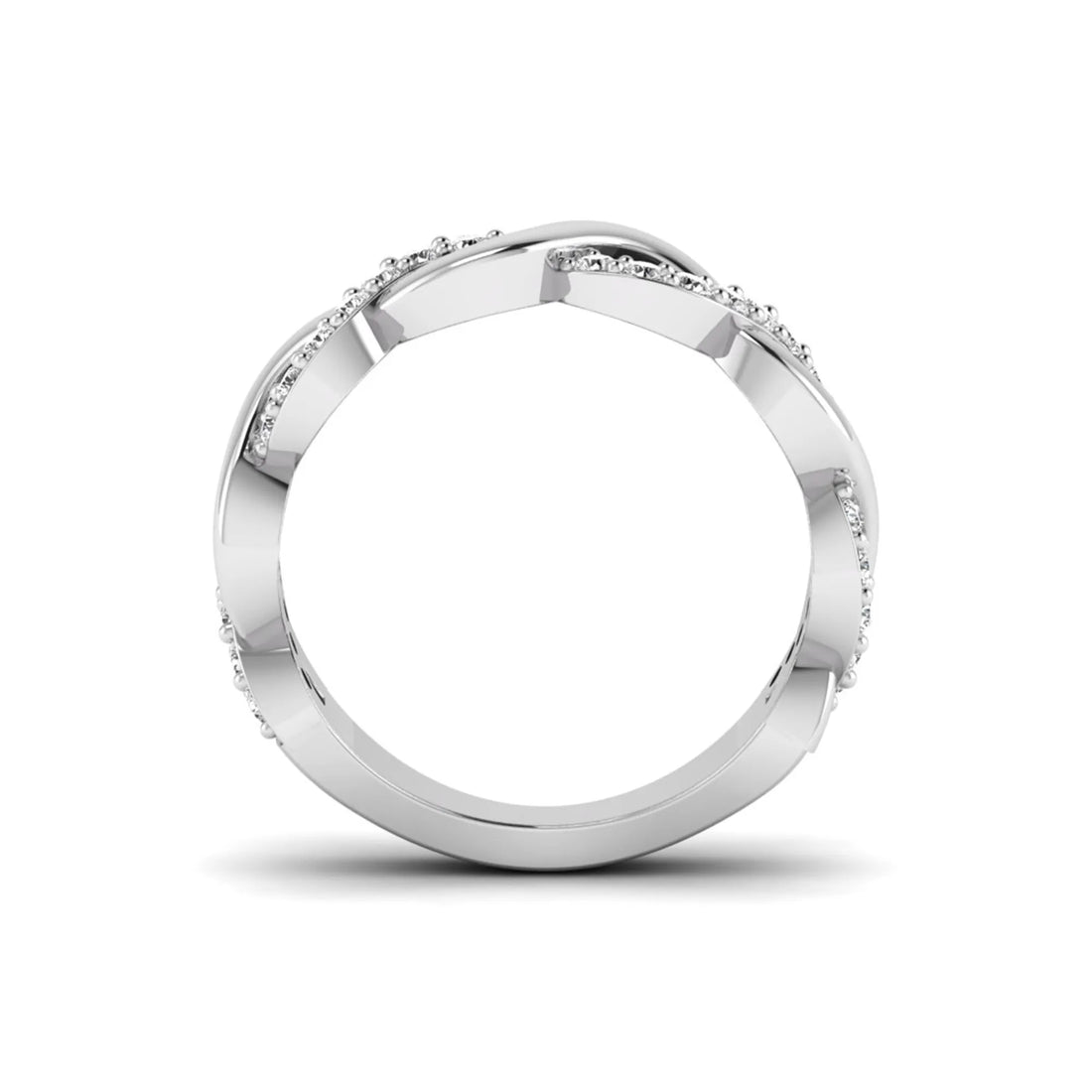 OctaPearl Round Twisted Half Eternity Lab Grown Diamond Pave Wedding Band