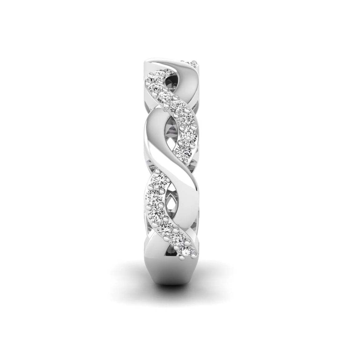 OctaPearl Round Twisted Half Eternity Lab Grown Diamond Pave Wedding Band