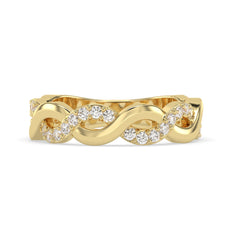 OctaPearl Round Twisted Half Eternity Lab Grown Diamond Pave Wedding Band