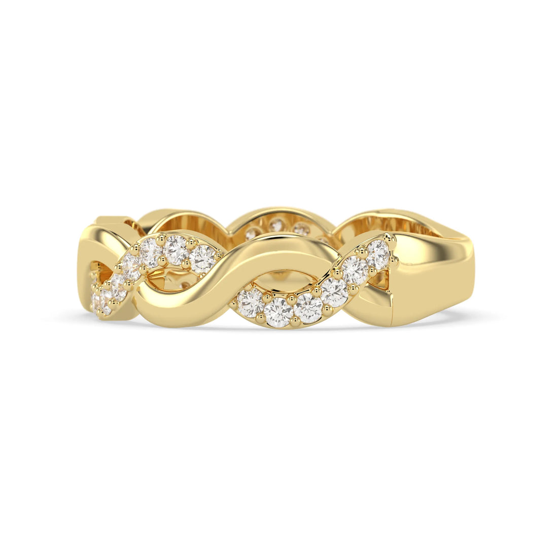 OctaPearl Round Twisted Half Eternity Lab Grown Diamond Pave Wedding Band
