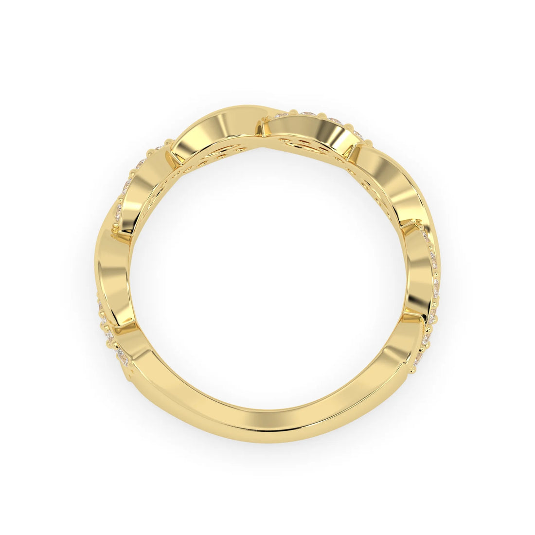 OctaPearl Round Twisted Half Eternity Lab Grown Diamond Pave Wedding Band