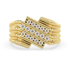 Channel Set Round Multi Row Lab Grown Diamond Men's Statement Ring