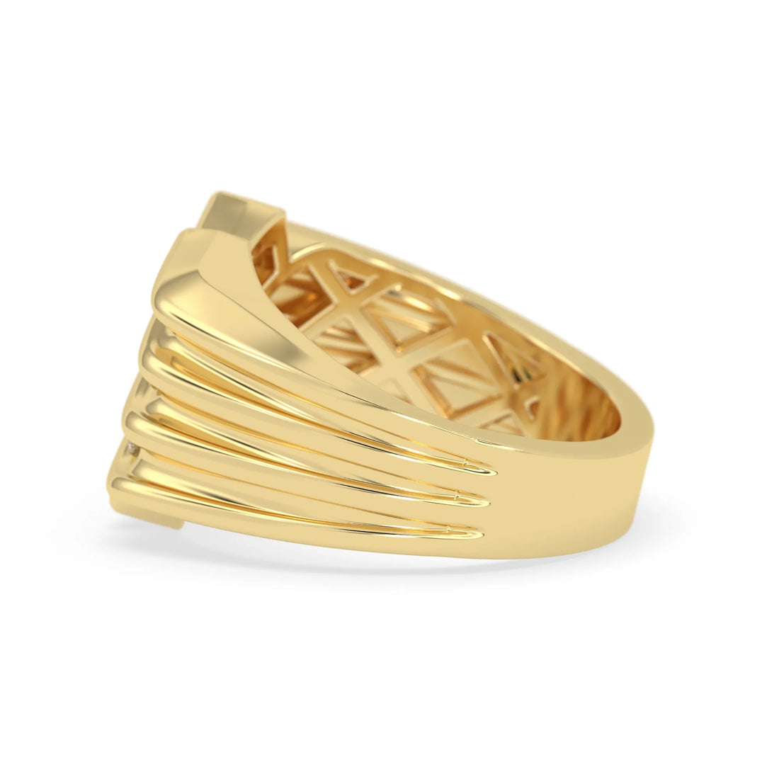 OctaPearl Channel Set Round Multi Row Lab Grown Diamond Men's Statement Ring
