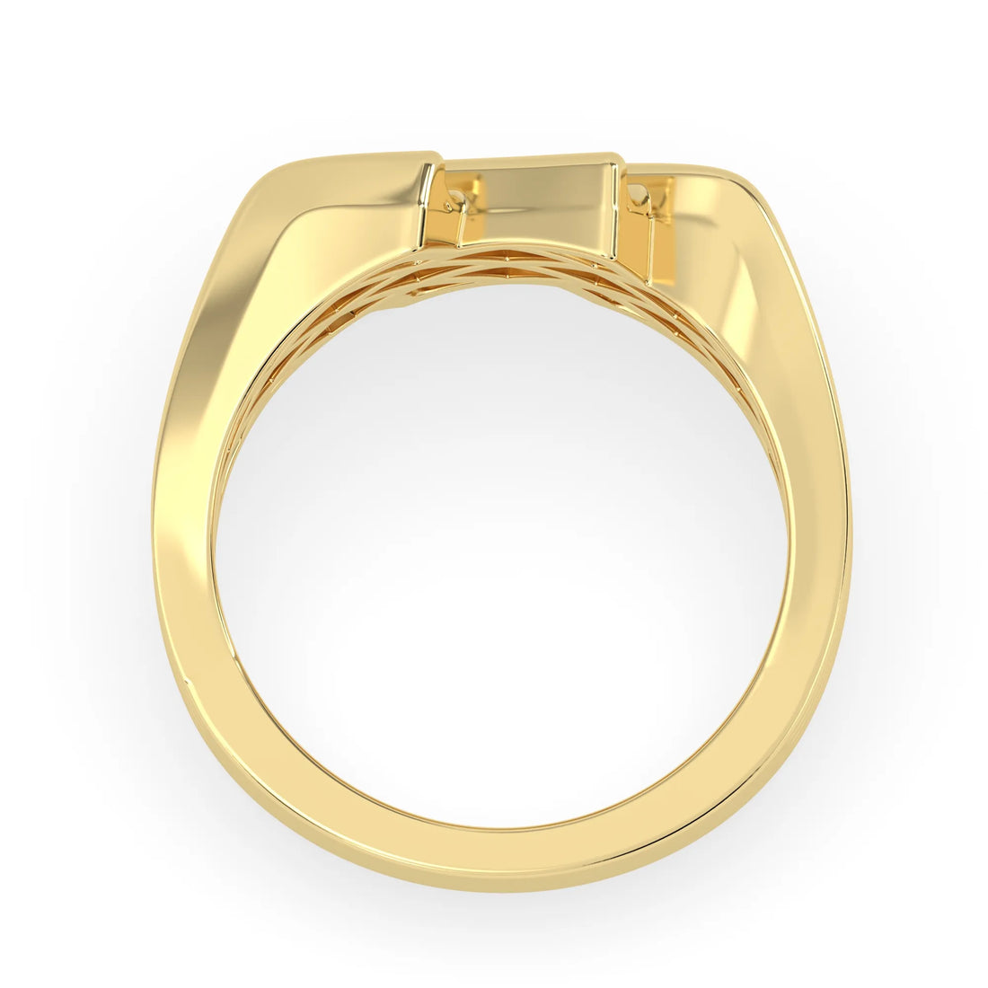 OctaPearl Channel Set Round Multi Row Lab Grown Diamond Men's Statement Ring