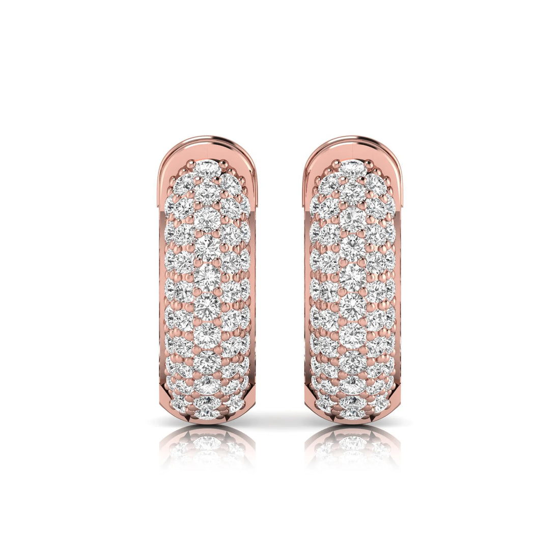 OctaPearl Round Cut Lab Grown Diamond Pavé Huggie Hoop Earrings