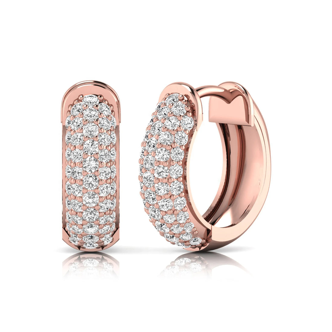 OctaPearl Round Cut Lab Grown Diamond Pavé Huggie Hoop Earrings