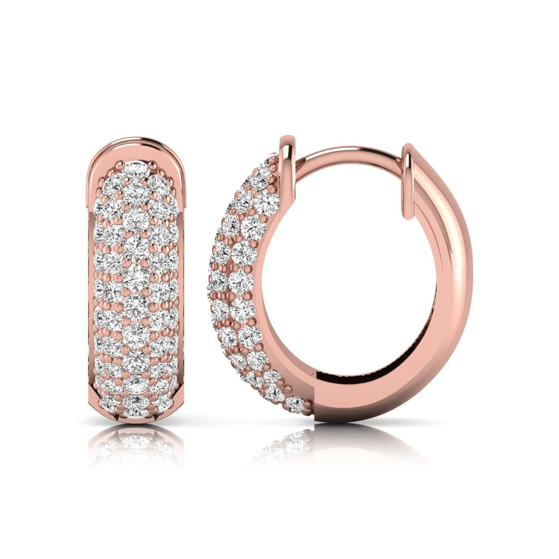 OctaPearl Round Cut Lab Grown Diamond Pavé Huggie Hoop Earrings