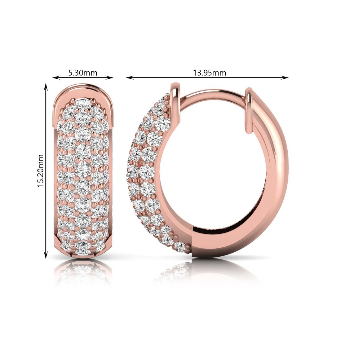 OctaPearl Round Cut Lab Grown Diamond Pavé Huggie Hoop Earrings