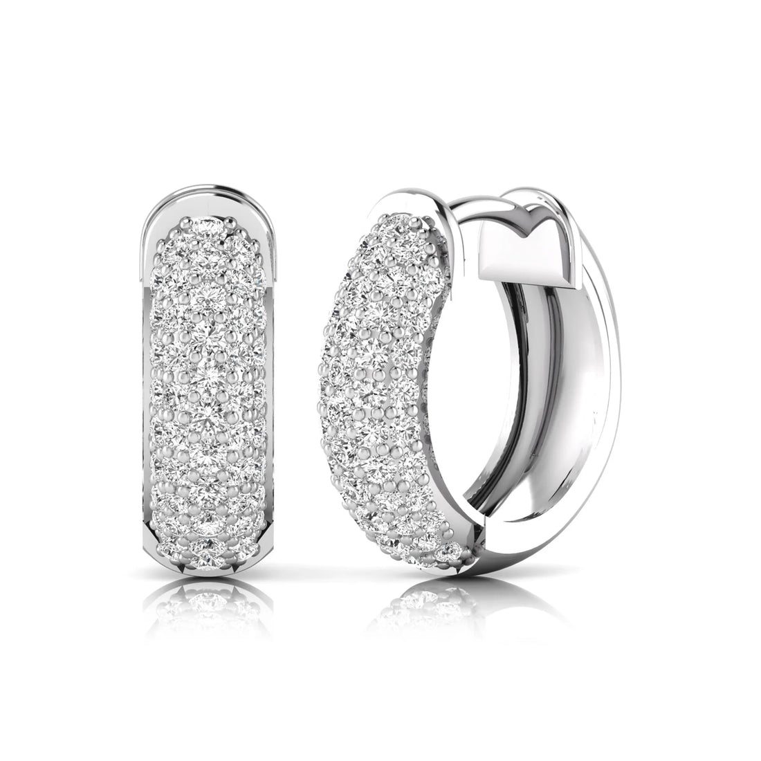 OctaPearl Round Cut Lab Grown Diamond Pavé Huggie Hoop Earrings