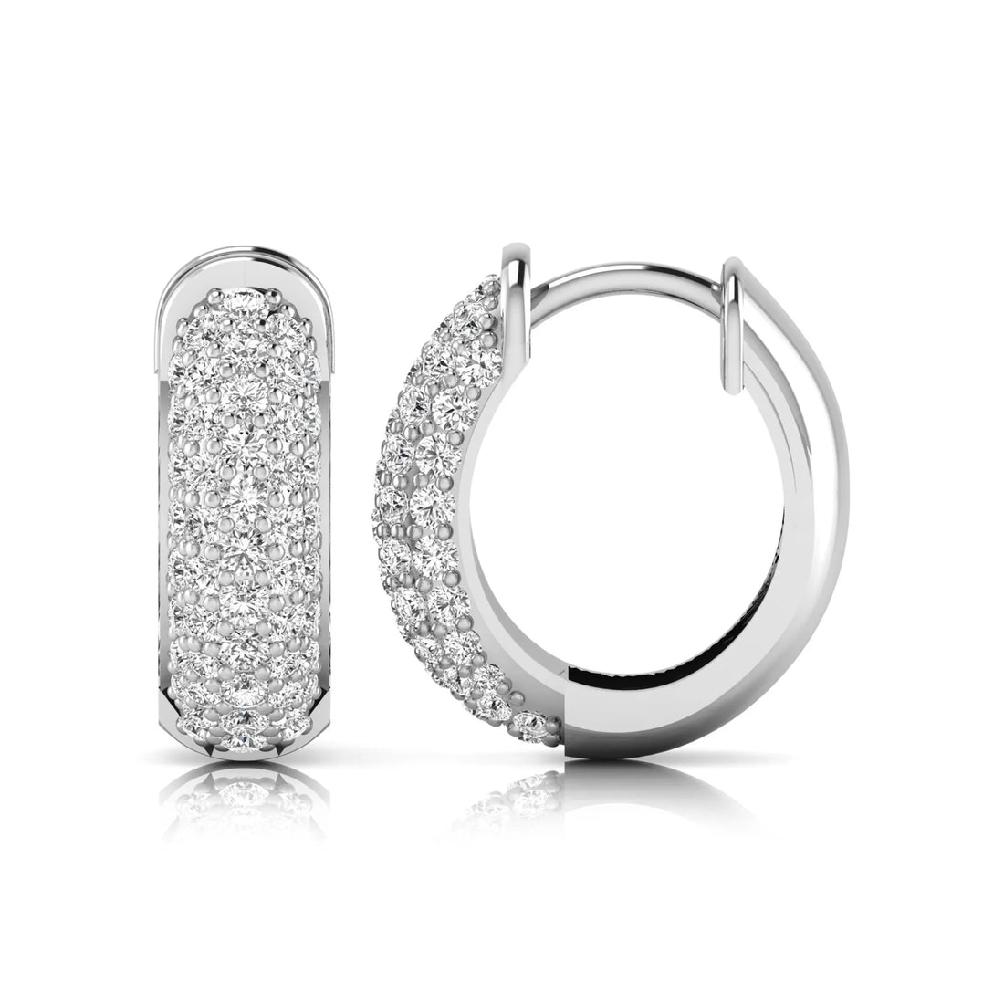 OctaPearl Round Cut Lab Grown Diamond Pavé Huggie Hoop Earrings