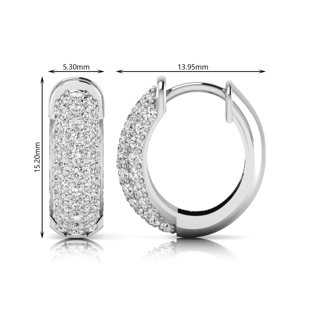 OctaPearl Round Cut Lab Grown Diamond Pavé Huggie Hoop Earrings