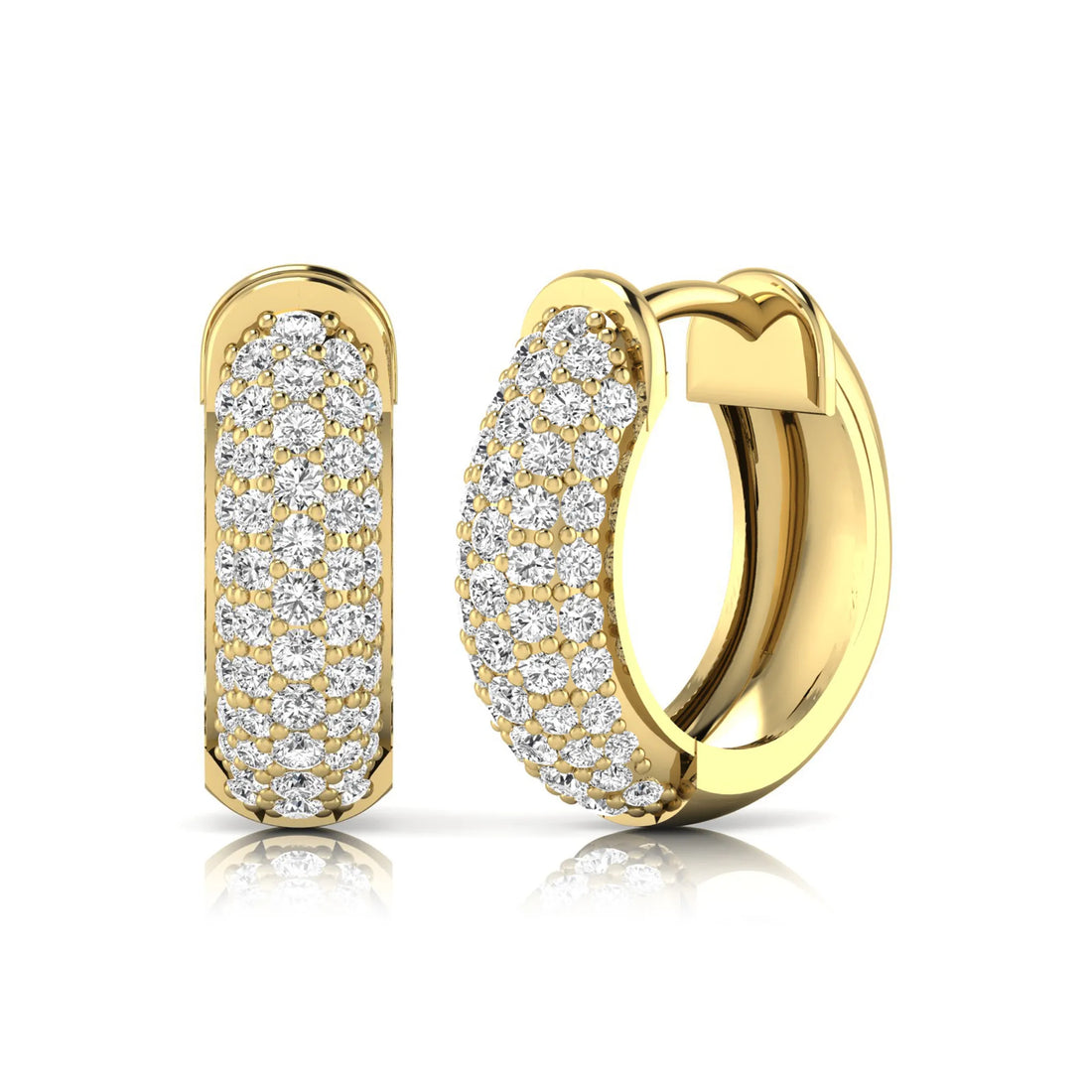 OctaPearl Round Cut Lab Grown Diamond Pavé Huggie Hoop Earrings