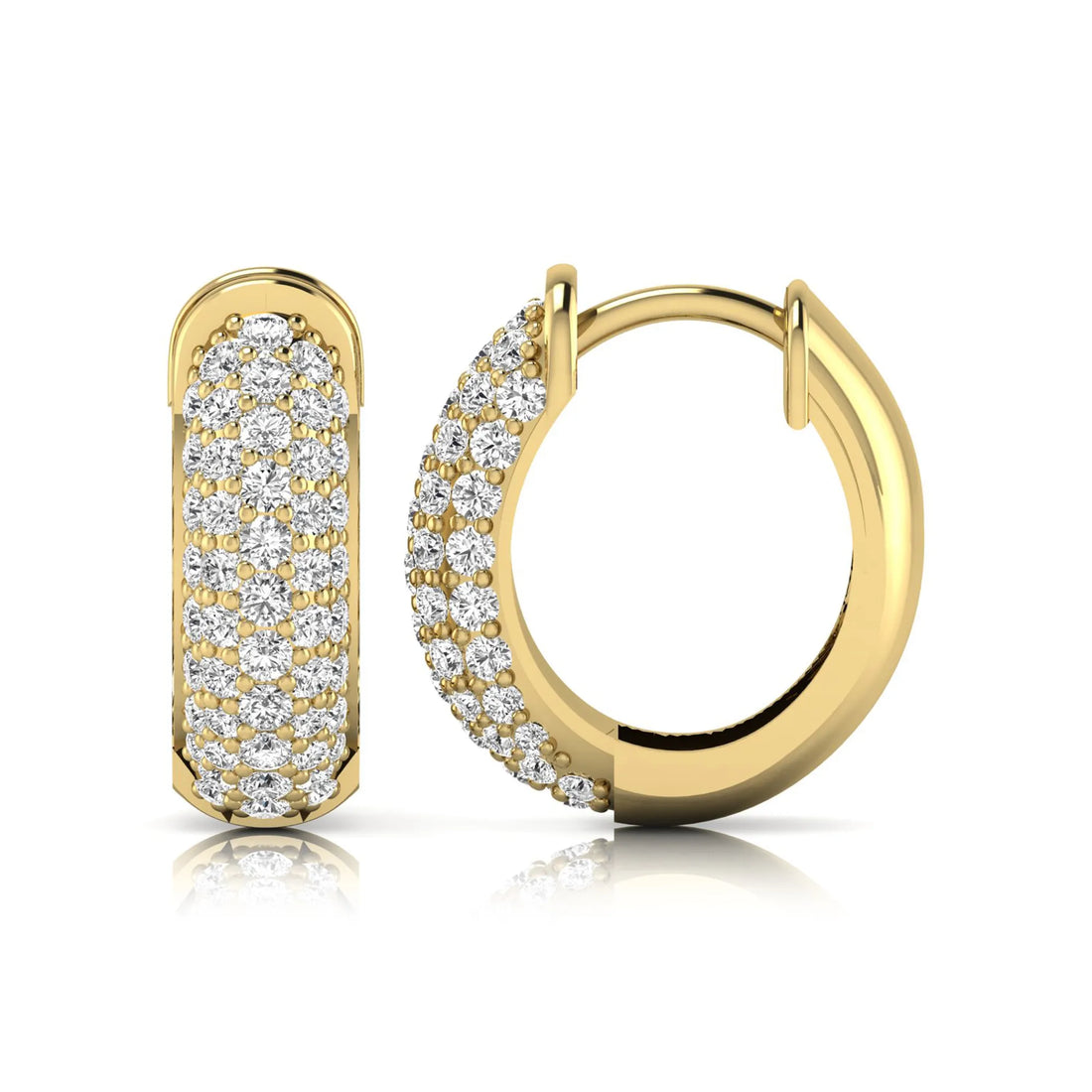 OctaPearl Round Cut Lab Grown Diamond Pavé Huggie Hoop Earrings