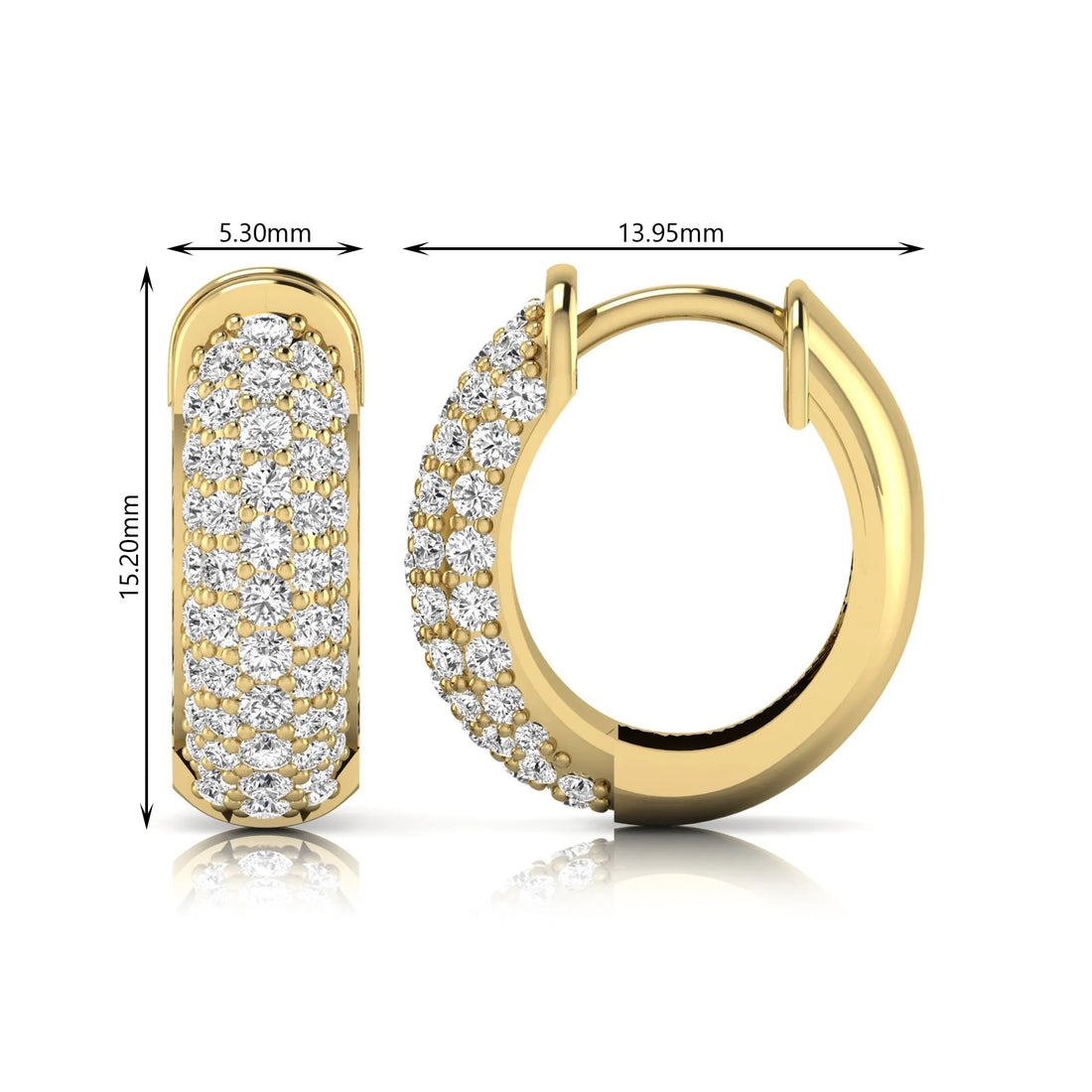 OctaPearl Round Cut Lab Grown Diamond Pavé Huggie Hoop Earrings