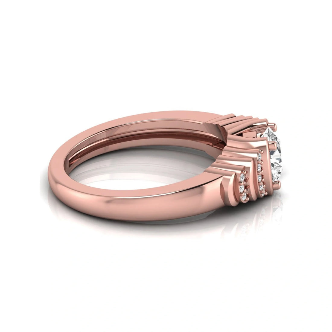 OctaPearl Round Cut Lab Grown Diamond Side Stone Engagement Ring