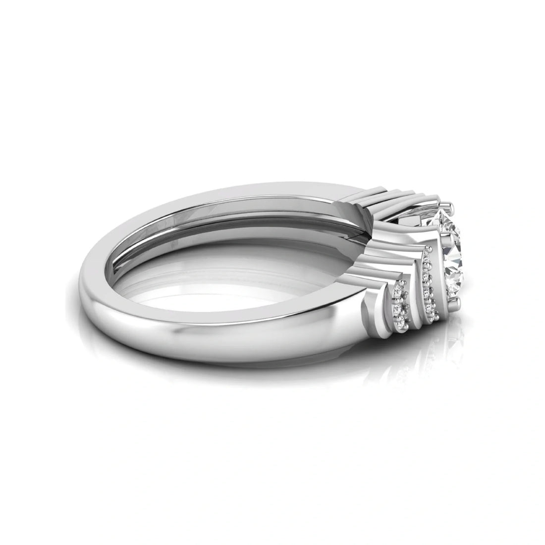 OctaPearl Round Cut Lab Grown Diamond Side Stone Engagement Ring