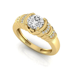 OctaPearl Round Cut Lab Grown Diamond Side Stone Engagement Ring - alternate view