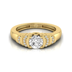 OctaPearl Round Cut Lab Grown Diamond Side Stone Engagement Ring