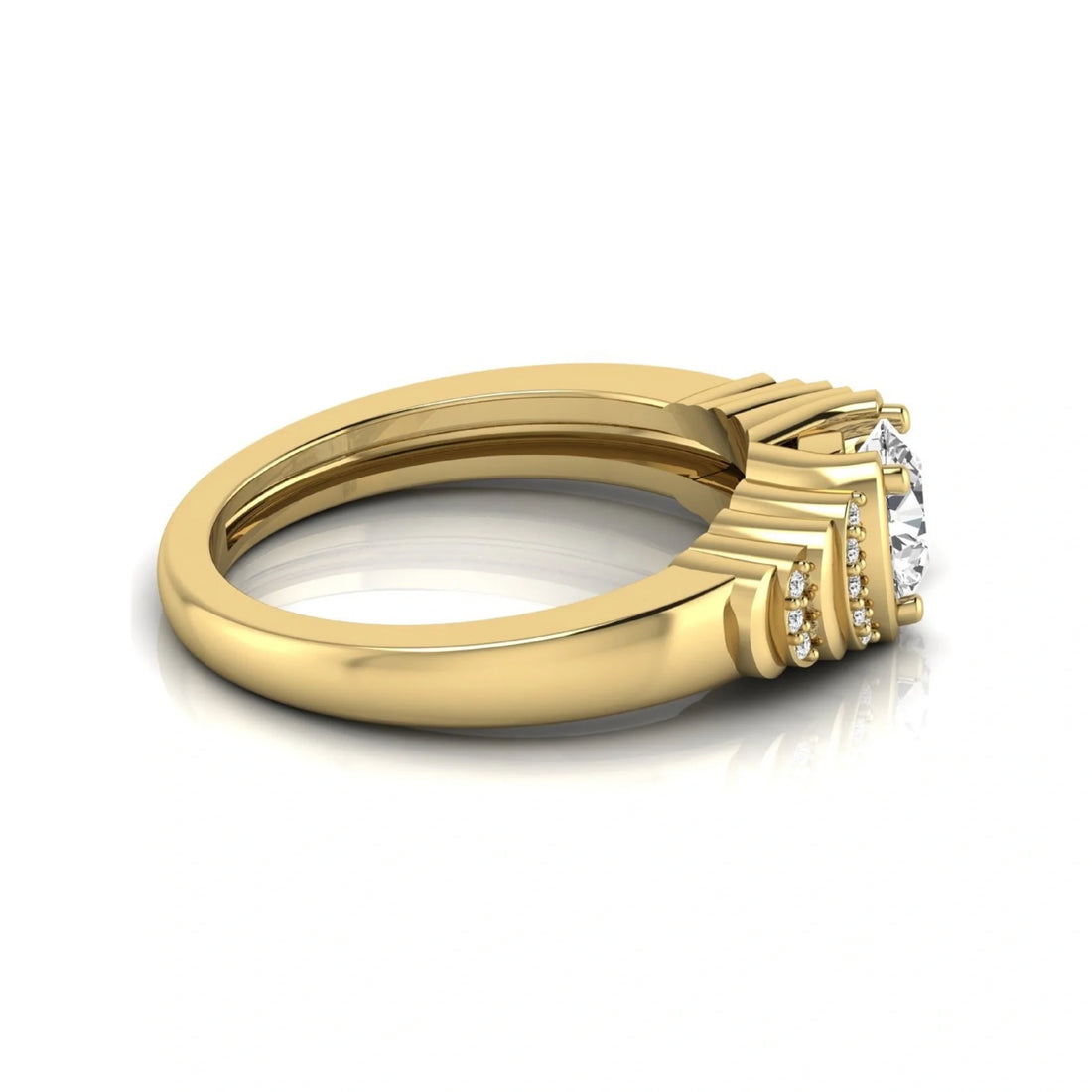 OctaPearl Round Cut Lab Grown Diamond Side Stone Engagement Ring