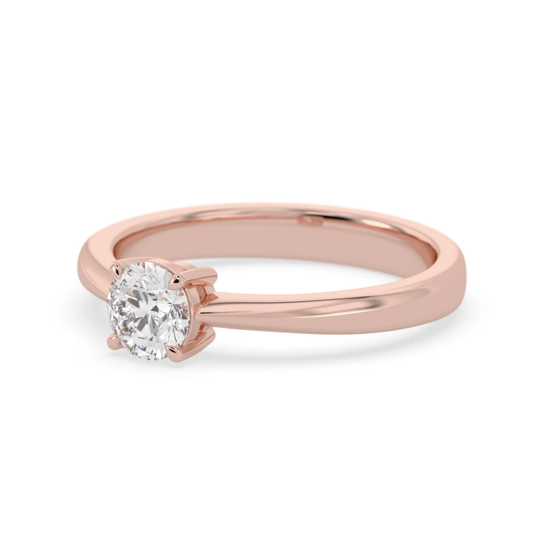 OctaPearl Round Cut Lab Grown Diamond Minimalist Solitaire Engagement Ring